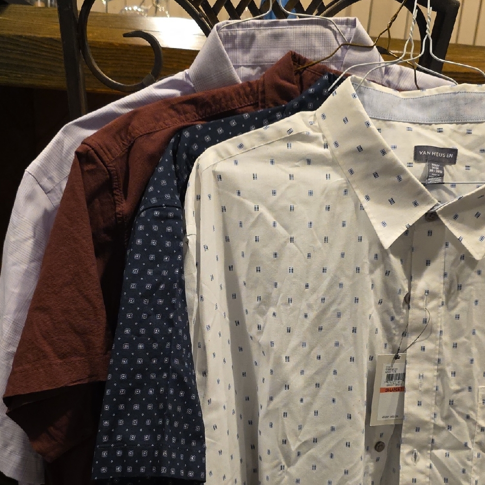 Van Heusen Men's White, Navy, and Maroon Casual Button Down Shirts